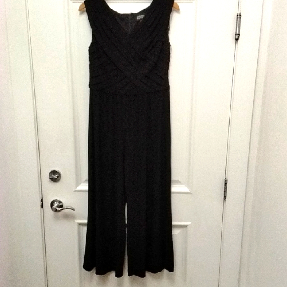 Adrianna Papell Black Sleeveless Jumpsuit P2p 18 Stretch L52 R29
